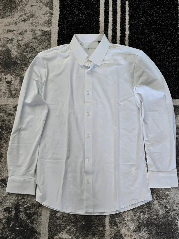 Mens Plain Shirt Slim Fit Casual Shirts No Iron Dress Formal Shirt Stretch Dress Medium Size Casual Business Shirts