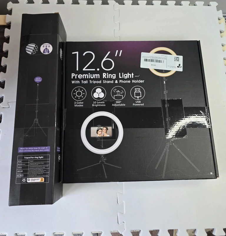 12.6 inch Ring Light with Tripod Stand & Phone Holder Tall 177cm/69.5", Professional Selfie Ring Lights for Phone, LED Standing Ringlight for Makeup, Video, Streaming, Youtube