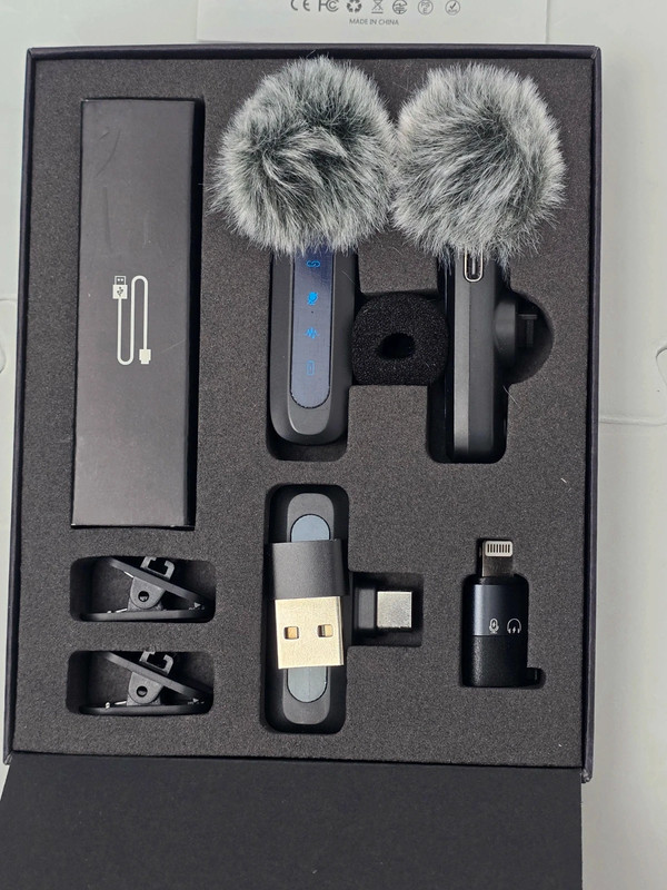 Wireless Lavalier Microphone for iPhone, iPad, Android Phone, 2-Pack Mini Microphone with Noise Reduction, Auto Pairing and Mute & Reverb for Vlogging, Video Recording, TikTok, YouTube - Plug & Play