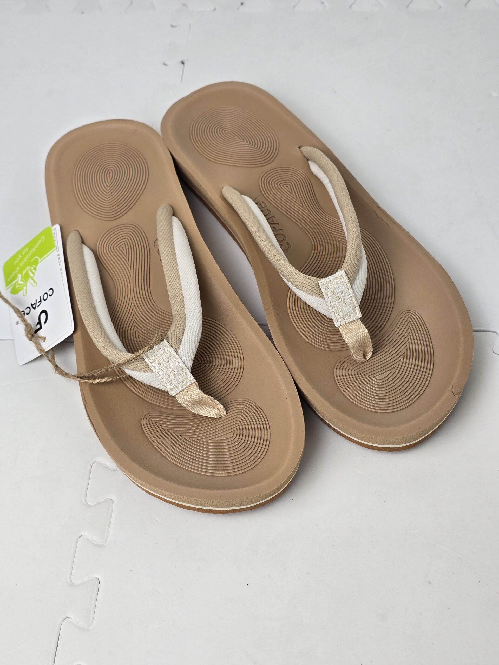 COFACE Women's Flip Flops with Arch Support Comfort Beach Platform Sandals for Women Lightweight