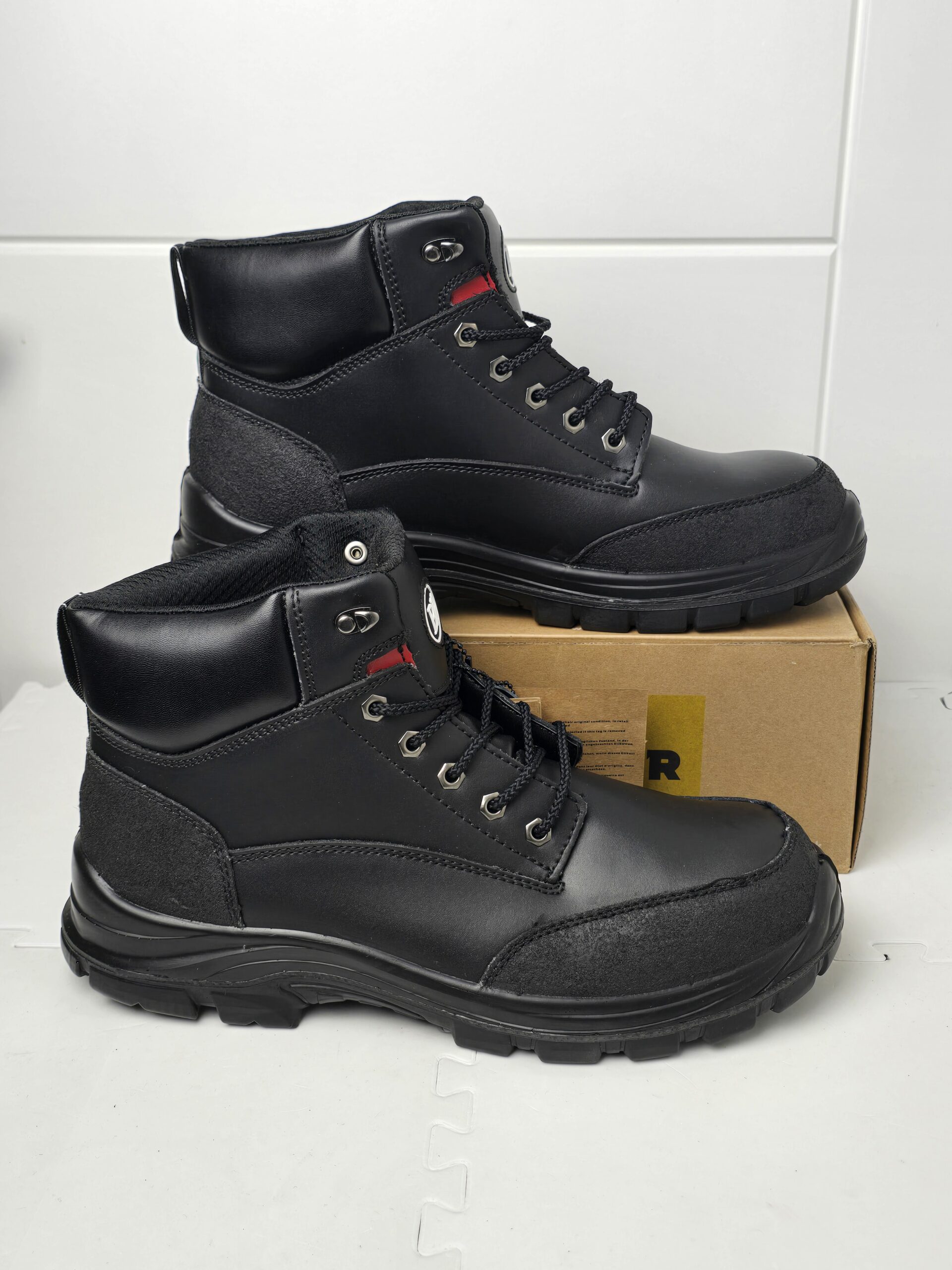 Black Hammer Mens Safety Boots Steel Toe Cap S3 SRC Work Shoes Ankle Leather 7700 Black