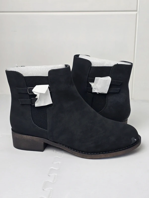 Women Ankle Boots Thick Heel Short Boots Slip On