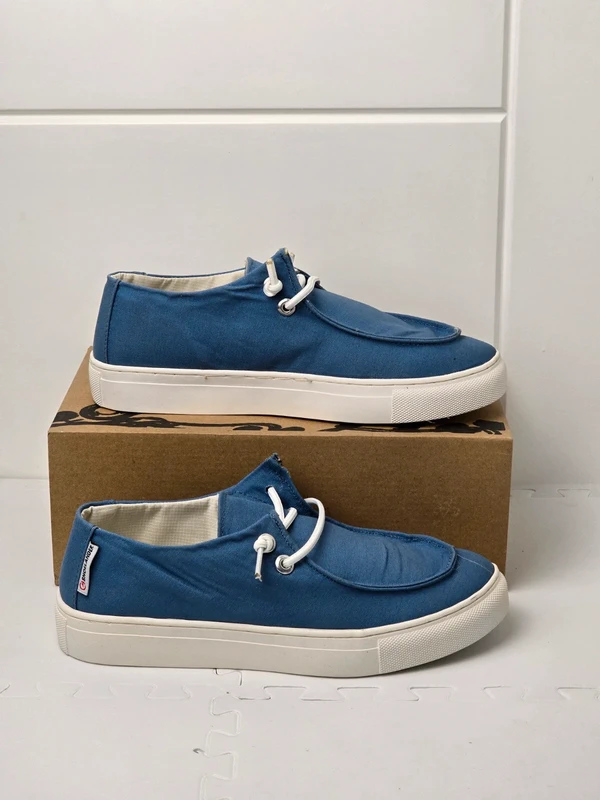 Blue Women Loafers Moccasin Lace Up Shoes