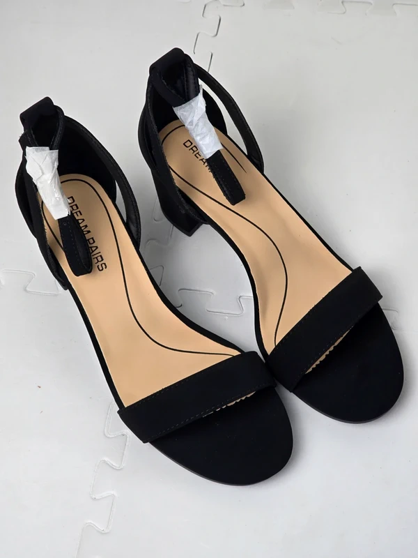 Women Chunky Low Heels Open Round Toe Ankle Strap Block Heels Party Dress Sandals