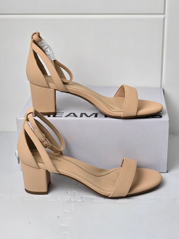 Women Chunky Low Heels Open Round Toe Ankle Strap Block Heels Party Dress Wedding Sandals.