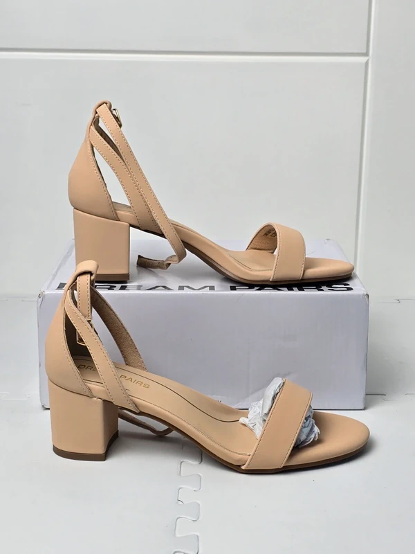 Womens Open Round Toe Ankle Strap Low Heels Chunky Dress Shoes