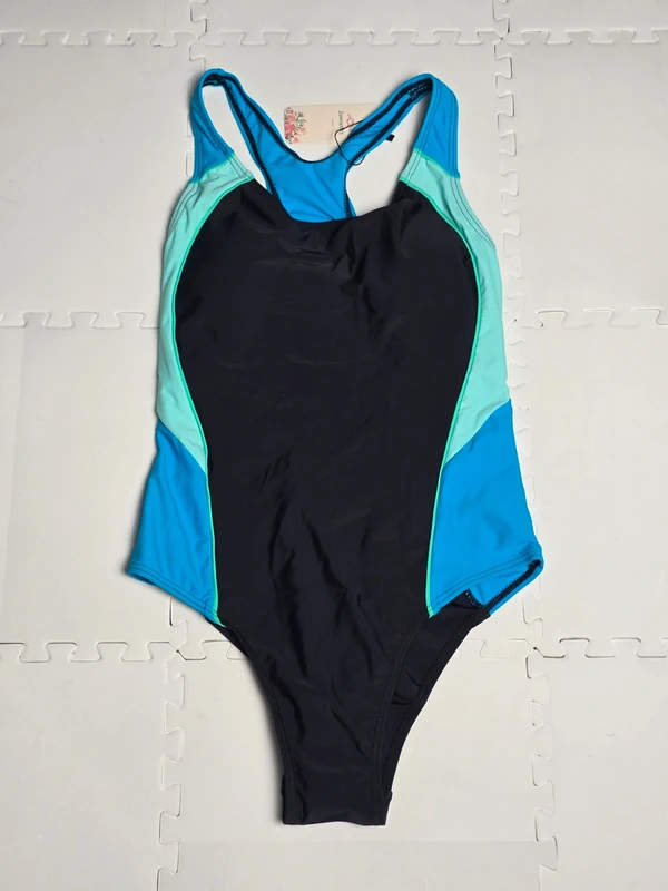 L | Womens Swimming Costume Colourblock Splice Swimsuits.