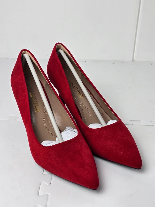 Red Womens High Heels Pointed Toe Dress Court Shoes,