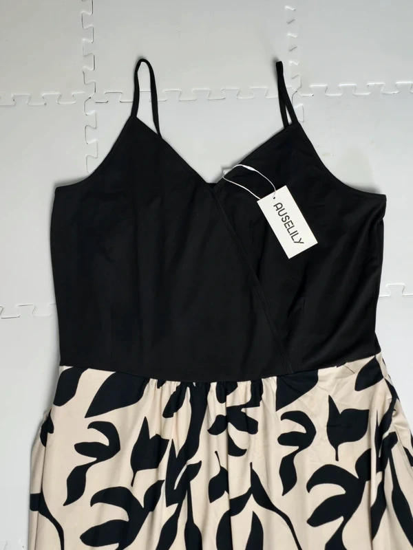 Apricot Black Womens Leaves Dress