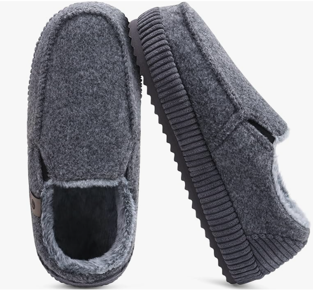 Men’s Slippers Cotton-Blend Moccasins Warm Closed Back